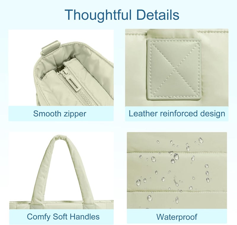 GASSDA Tote Bag for Women Puffer Tote Bag Large Nurse Bags Shoulder Handbag with Zipper for Work Travel - Image 5